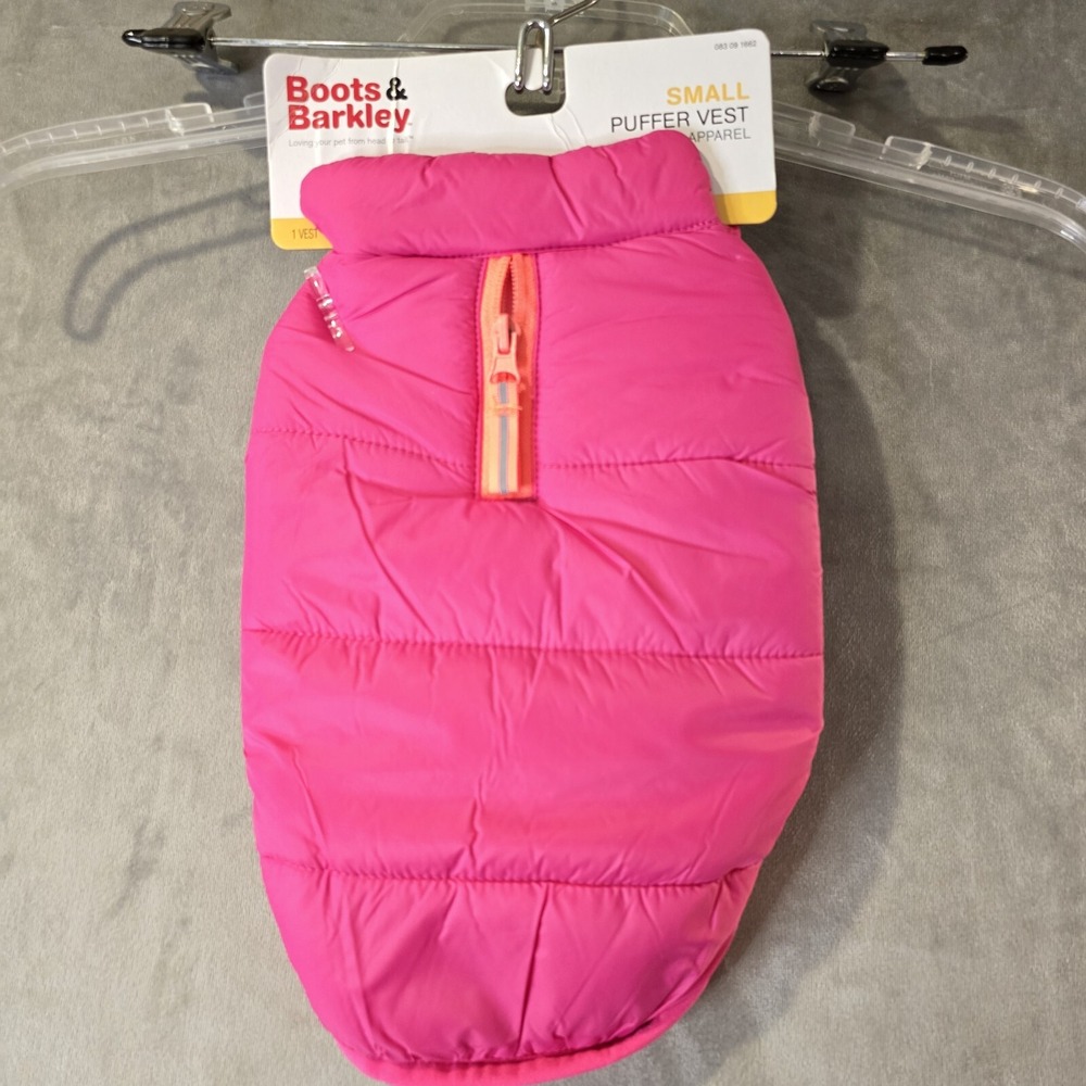 Boots & Barkley Small Dog Puffer Vest Coat Fleece Lined Pink‎